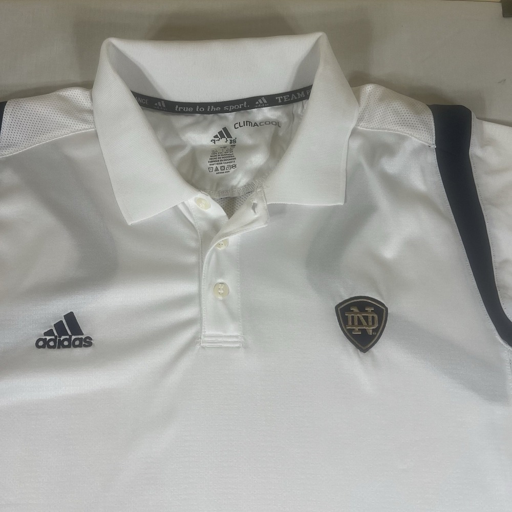didas Climacool Notre Dame Fighting Irish Polo Shirt White Mens Large XXL